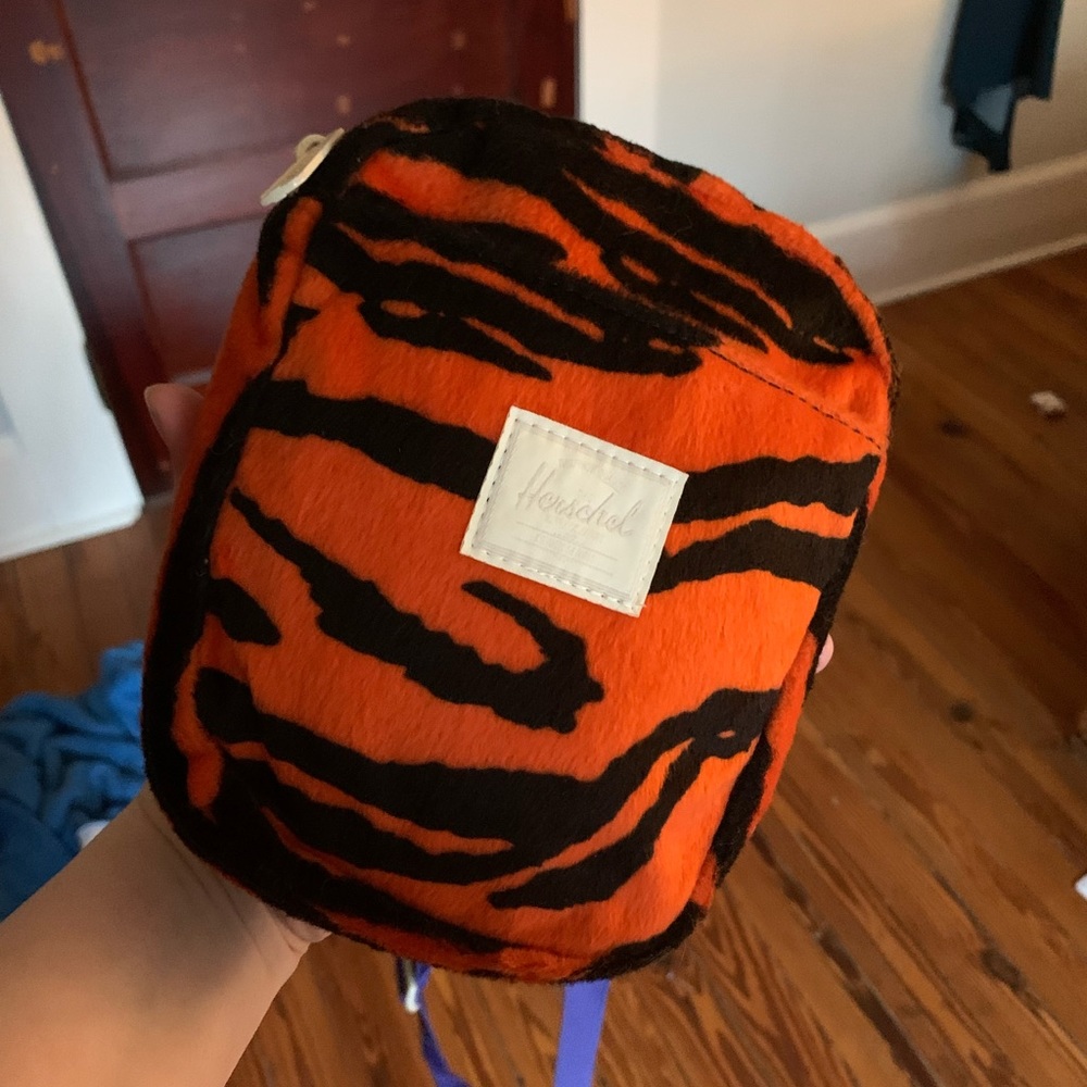 Tiger-Striped Herschel Fuzzy Mini-Crossbody
